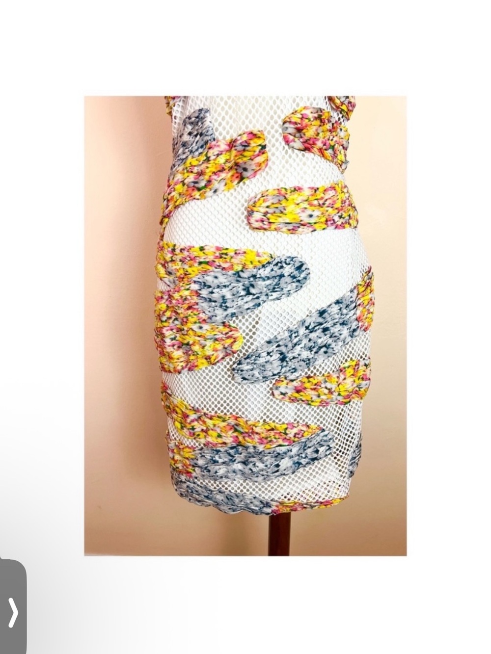 New! YIGAL AZROUEL Multicolor Silk Trim Mesh Net Dress - Picture 3 of 6